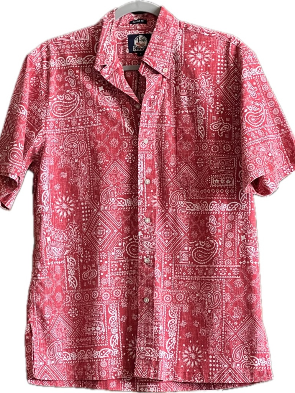 reyn spooner red and white bandana print classic fit button-down shirt